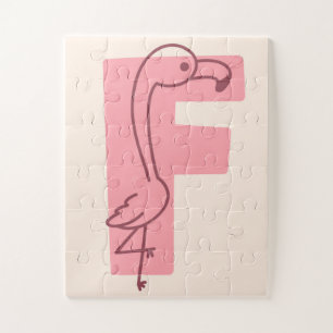 Buchstabe "F" Flamingo Alphabet Kunst Puzzle