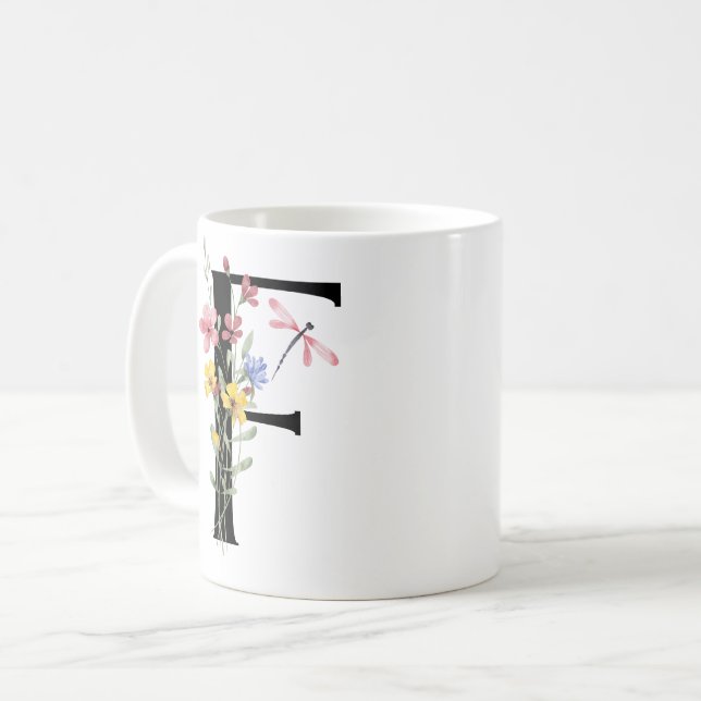 Buchstabe F mit Blumen Kaffeetasse (Vorderseite Links)
