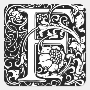 Buchstabe F Mittelalterliche Monogramm-Kunst Art N Quadratischer Aufkleber