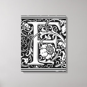 Buchstabe F Mittelalterliche Monogramm-Kunst Neue Leinwanddruck