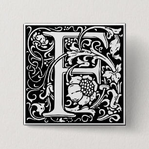 Buchstabe F Mittelalterliches Monogramm Vintage In Button