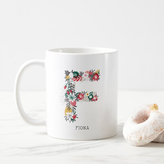 Buchstabe F | Monogramm-I-Tasse für den Blasenbrie Tasse (Mit Donut)