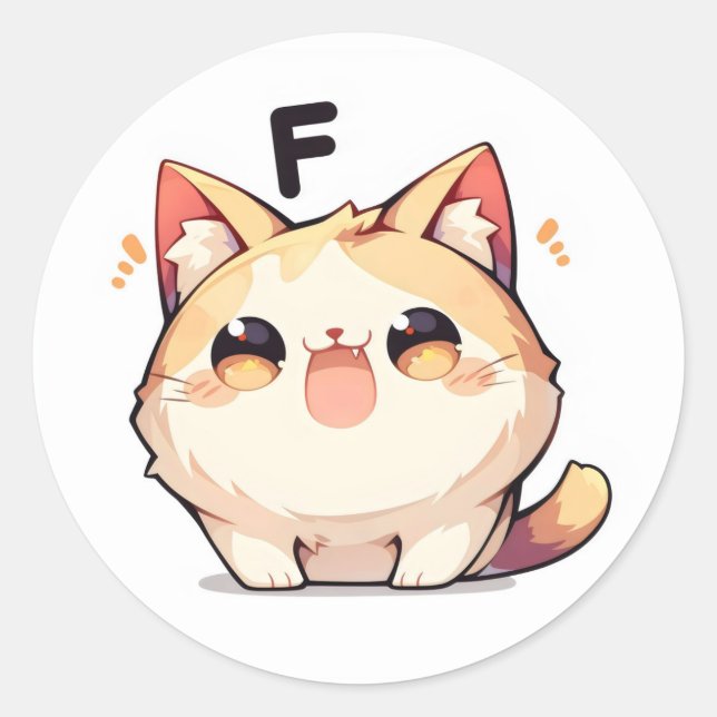 Buchstabe F Niedliche Katze Runder Aufkleber (Vorderseite)