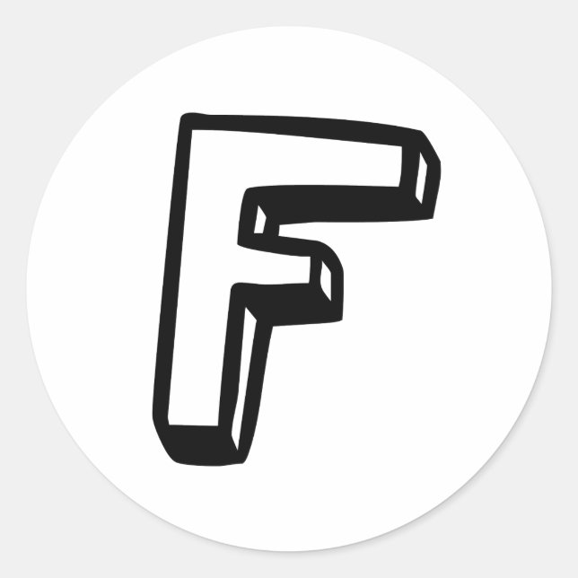 Buchstabe F Runder Aufkleber (Vorderseite)