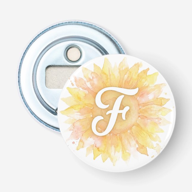 Buchstabe F Sonnenblume Vorname Monogramm Initiale Flaschenöffner (Vorderseite)
