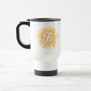 Buchstabe F Sonnenblume Vorname Monogramm Initiale Reisebecher