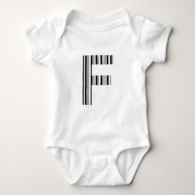 BUCHSTABE F STRICHCODE Erstes Anfangsbuchstabe-Str Baby Strampler (Vorderseite)