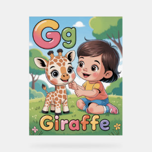 Buchstabe G Alphabetposter – G steht für Giraffe  Acrylschild