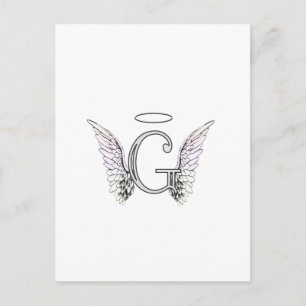 Buchstabe G Anfangsmonogramm mit Angel Wings & Hal Postkarte