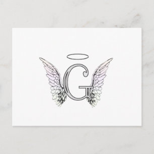 Buchstabe G Anfangsmonogramm mit Angel Wings & Hal Postkarte