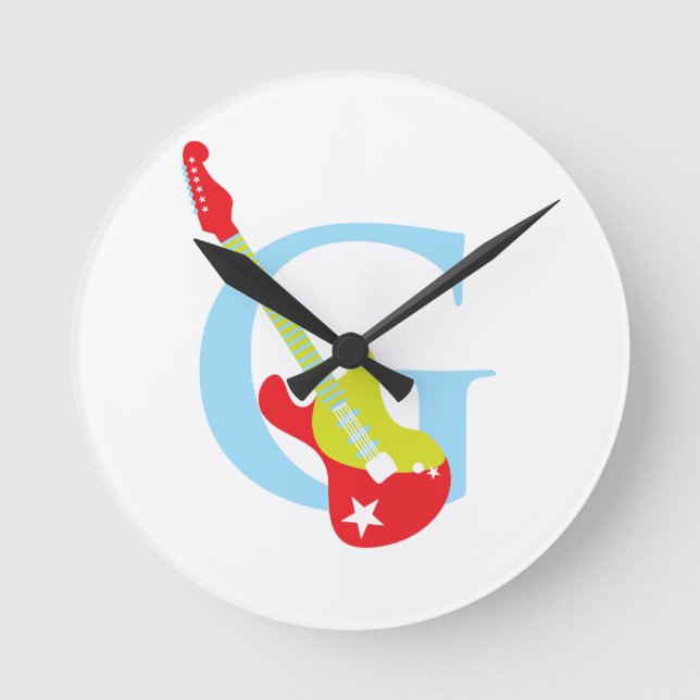 Buchstabe G Anfangszeit Runde Wanduhr (Vorderseite)