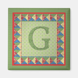 Buchstabe G: 'Fabric Quilt' Style Initial and Patt Magnet