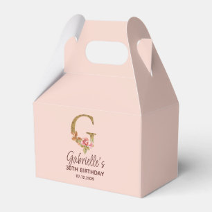 Buchstabe G Gold Monogramm Blush Rosa Rosen Geschenkschachtel