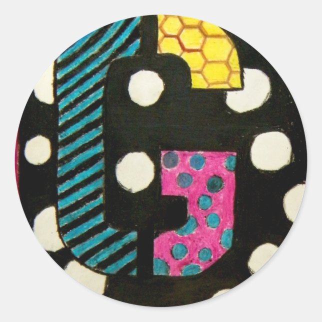 Buchstabe G mit Polka Dots Runder Aufkleber (Vorderseite)