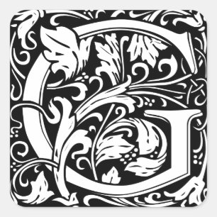 Buchstabe G Mittelalterliche Monogramm-Kunst Art N Quadratischer Aufkleber
