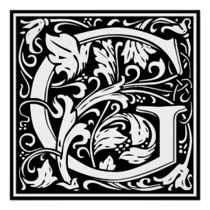Buchstabe G Mittelalterliches Monogramm Art Nouvea Poster