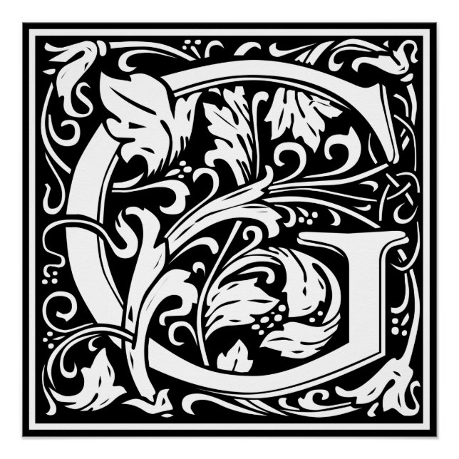 Buchstabe G Mittelalterliches Monogramm Art Nouvea Poster (Vorderseite)