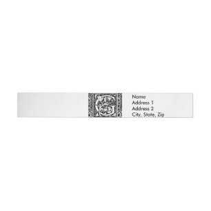 Buchstabe G Mittelalterliches Monogramm Art Nouvea Rundum-Adressaufkleber
