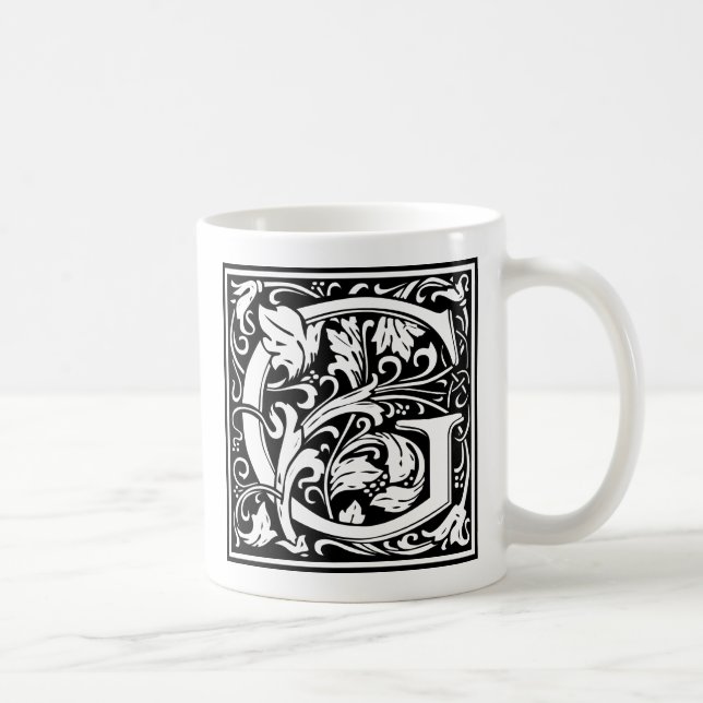 Buchstabe G Mittelalterliches Monogramm Art Nouvea Tasse (Rechts)