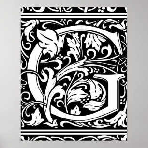 Buchstabe G Mittelalterliches Monogramm Vintage In Poster