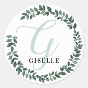 Buchstabe G Monogramm Benutzerdefinierter Name Min Runder Aufkleber