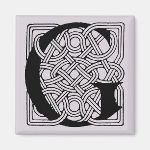Buchstabe G Monogramm Vintage-Keltischer Knoten Dr Magnet