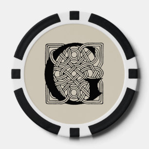 Buchstabe G Monogramm Vintage-Keltischer Knoten Dr Pokerchips