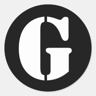 Buchstabe G Stencil Alphabet von Janz Black Runder Aufkleber