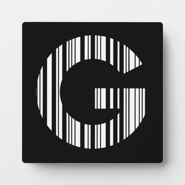 BUCHSTABE G STRICHCODE Erstes Anfangsbuchstaben-Ba Fotoplatte (Vorderseite)