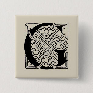 Buchstabe G Vintag keltische Knoten Monogramm Button