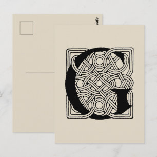 Buchstabe G Vintag keltische Knoten Monogramm Postkarte