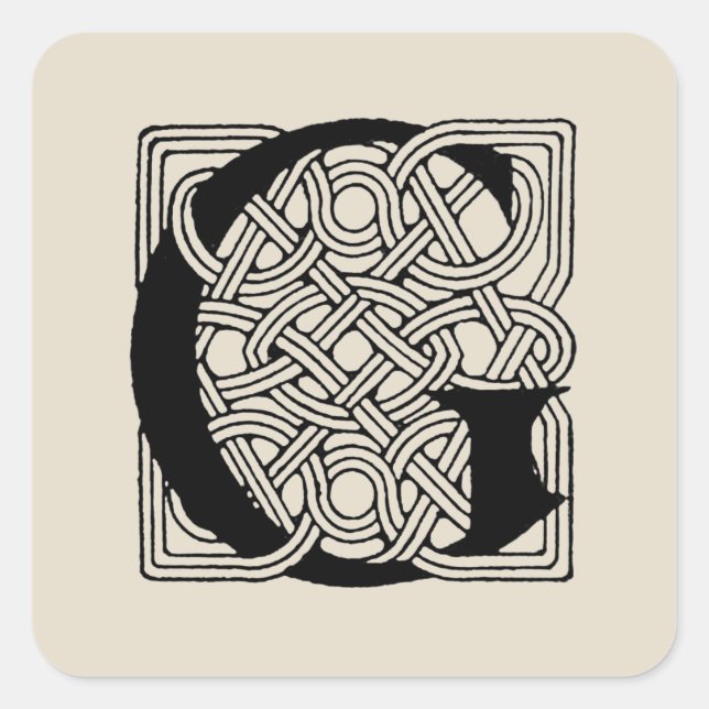 Buchstabe G Vintag keltische Knoten Monogramm Quadratischer Aufkleber (Vorderseite)