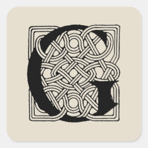 Buchstabe G Vintag keltische Knoten Monogramm Quadratischer Aufkleber