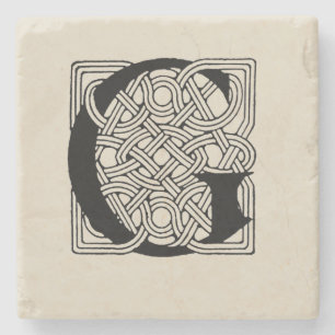 Buchstabe G Vintag keltische Knoten Monogramm Steinuntersetzer