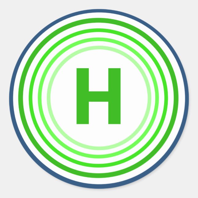 Buchstabe H - blau + grün Runder Aufkleber (Vorderseite)