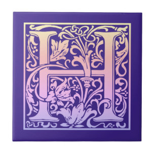 Buchstabe H Farbiger Vintager erster Buchstabe Gra Fliese