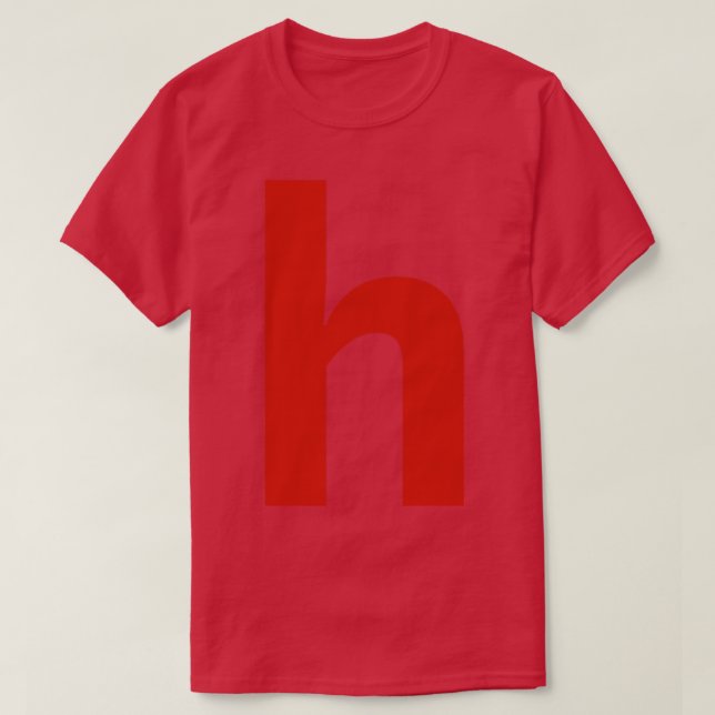 Buchstabe h in der minimalen Typografie des roten  T-Shirt (Design vorne)