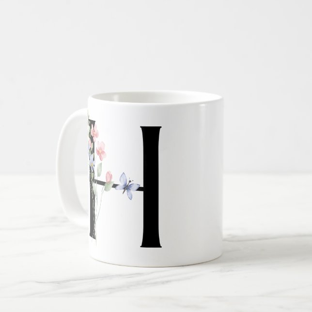 Buchstabe H mit Blumen Kaffeetasse (Vorderseite Links)