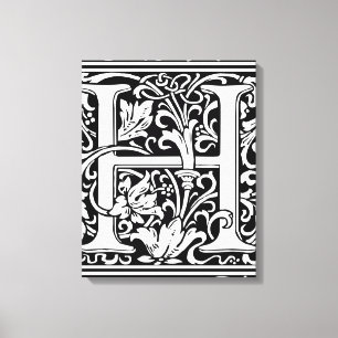 Buchstabe H Mittelalterliche Monogramm-Kunst Art N Leinwanddruck