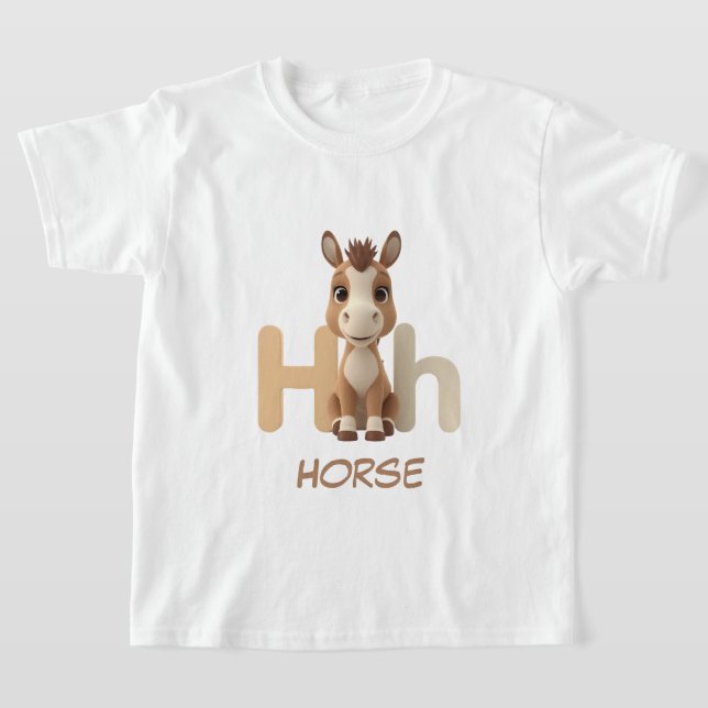 Buchstabe H Pferd Bildung Kinder T-Shirt | Großbuc (Ablage )