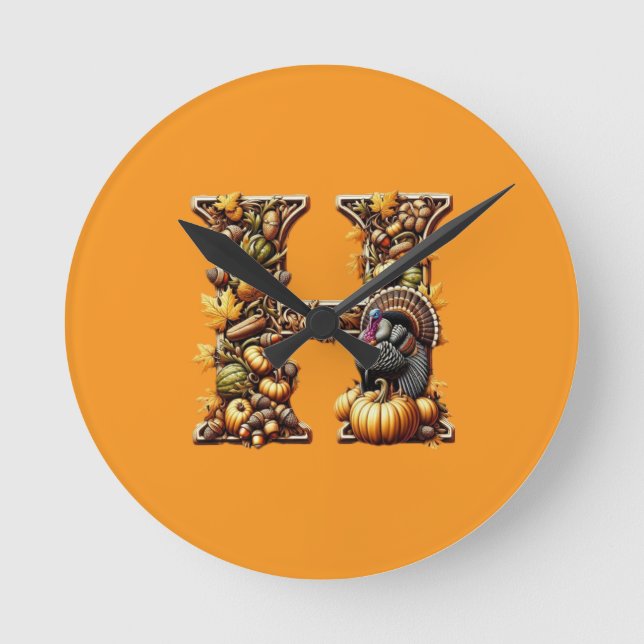 Buchstabe H Thanksgiving-Geschenkstil  Runde Wanduhr (Vorderseite)