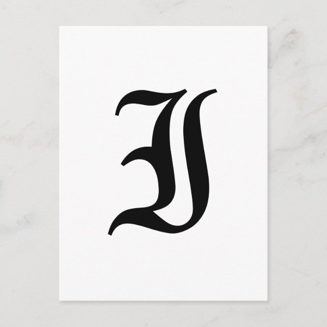 Buchstabe I Altenglischer Text im weißen Hintergru Postkarte (Vorderseite)