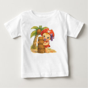 Buchstabe I: Kleines Piratenbaby am Strand Baby T-shirt