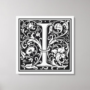 Buchstabe I Mittelalterliche Monogramm-Kunst Art N Leinwanddruck