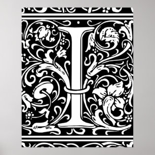 Buchstabe I Mittelalterliche Monogramm-Kunst Art N Poster