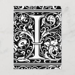 Buchstabe I Mittelalterliche Monogramm-Kunst Art N Postkarte