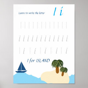 Buchstabe I Nachspurposter für Kinder Poster