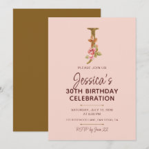 Buchstabe J Gold Monogramm Blush Rosa Rosen