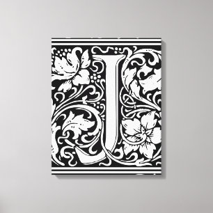 Buchstabe J Mittelalterliche Monogramm-Kunst Art N Leinwanddruck