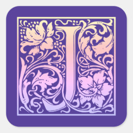 Buchstabe J Vintager erster Buchstabe Gradient Quadratischer Aufkleber